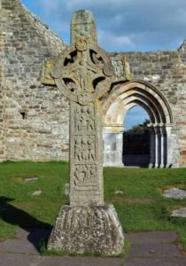 Celtic Cross of the Scriptures at Clonmacnoise in Ireland