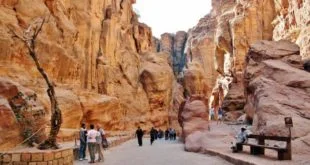 Siq gorge of Petra in Jordan