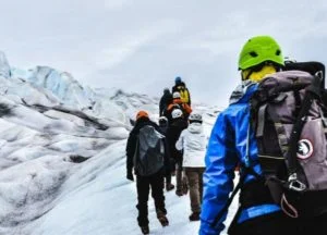 Trekking through the Qalerallit Glacier in Greenland