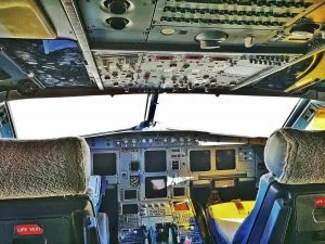 Cabin of a Vueling airplane